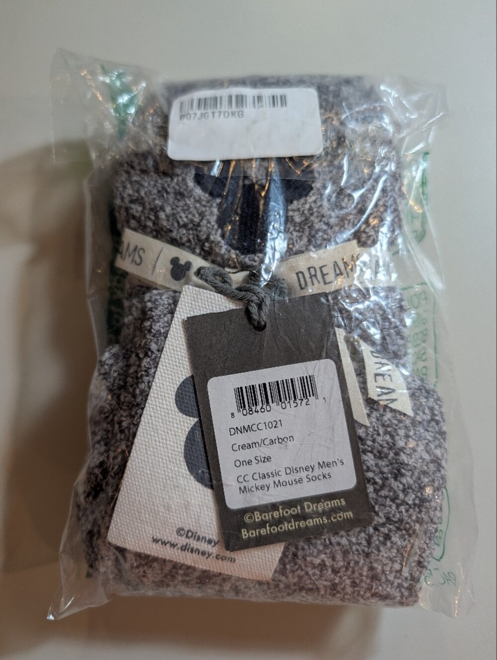 Barefoot Dreams Men's Mickey Socks - Cream & Carbon NWT